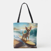 Tote Bag Chihuahua Beach Surf Peinture (Dos)