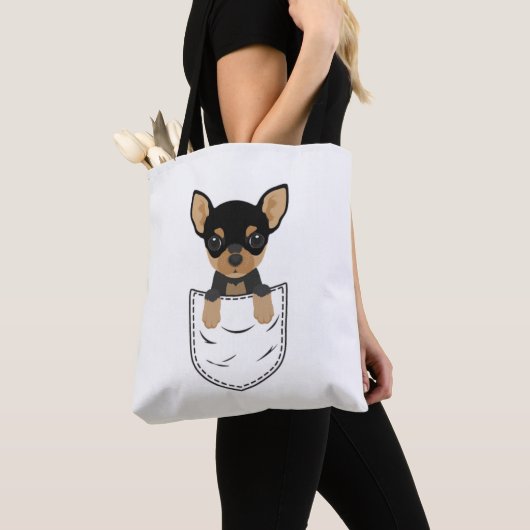 Tote Bag Chihuahua Chien à poche (De près)