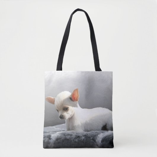 Tote Bag Chihuahua Chien assis Chien Portrait Peinture d'ar (Devant)