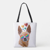 Tote Bag Chihuahua Chien avec Coeurs Saint Valentin (Dos)