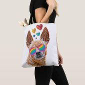 Tote Bag Chihuahua Chien avec Coeurs Saint Valentin (De près)