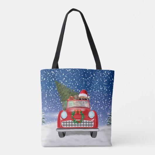 Tote Bag Chihuahua Chien Conduite Voiture En Noël De Neige (Dos)