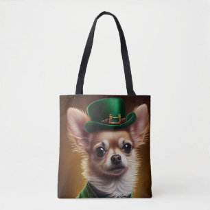 Tote Bag Chihuahua Chien en robe de la Saint Patrick
