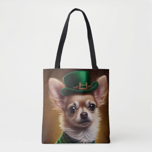 Tote Bag Chihuahua Chien en robe de la Saint Patrick (Devant)