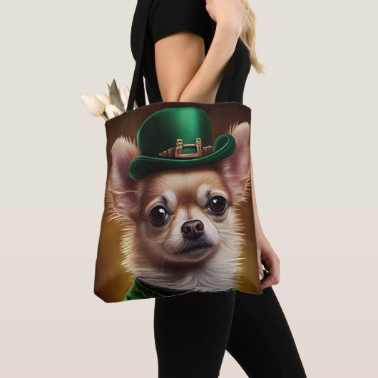Tote Bag Chihuahua Chien en robe de la Saint Patrick (De près)