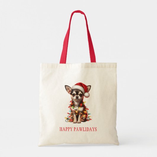 Tote Bag Chihuahua Chien enchevêtré dans les lumières de No (Dos)