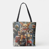 Tote Bag Chihuahua Chien équitation moto Noël (Dos)