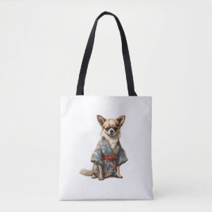 Tote Bag Chihuahua Chig En Japonais Kimono Robe Illustratio