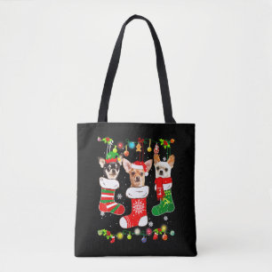 Tote Bag Chihuahua Christmas Lights