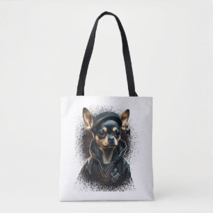Tote Bag Chihuahua Cool Chien Rap Hip-Hop Gangster