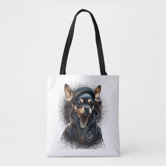 Tote Bag Chihuahua Cool Chien Rap Hip-Hop Gangster (Devant)