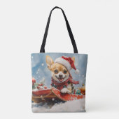Tote Bag Chihuahua Dog in Sledge Let it neiger Noël (Dos)