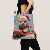 Tote Bag Chihuahua Dog in Sledge Let it neiger Noël (De près)