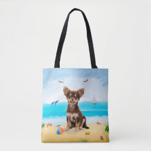 Tote Bag Chihuahua Dog sur la plage
