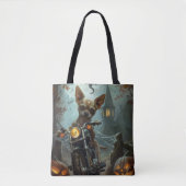 Tote Bag Chihuahua équitation moto Halloween effrayant (Devant)