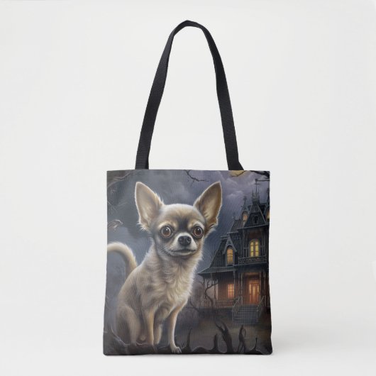 Tote Bag chihuahua Halloween effroi (Devant)