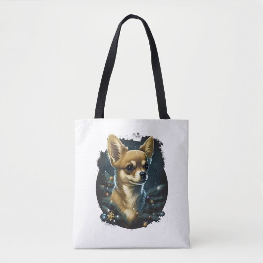 Tote Bag Chihuahua Joyeux Noël X-Mas Tree Cute (Devant)