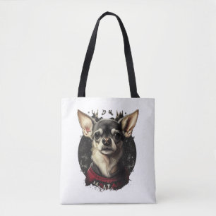 Tote Bag Chihuahua Joyeux Noël X-Mas Tree Cute