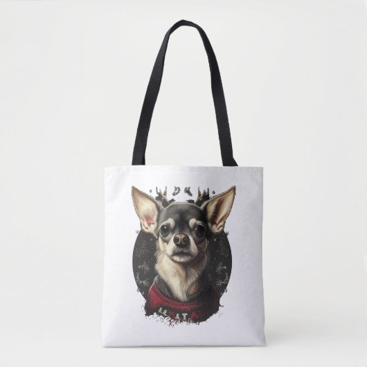 Tote Bag Chihuahua Joyeux Noël X-Mas Tree Cute (Devant)