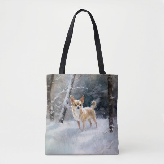 Tote Bag Chihuahua Laisser neiger Noël (Devant)