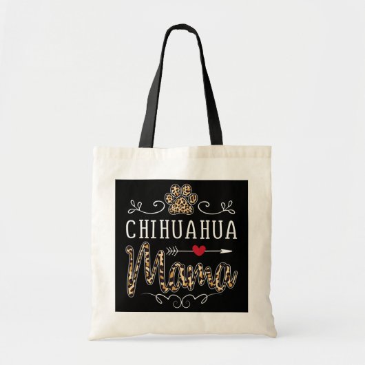 Tote Bag Chihuahua Mama Empreinte de léopard Funny Chien Ma (Devant)