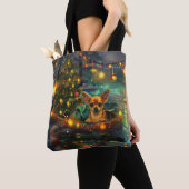 Tote Bag Chihuahua Noël Festive Voyage (De près)
