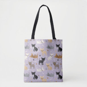 Tote Bag Chihuahua Os et pattes violet