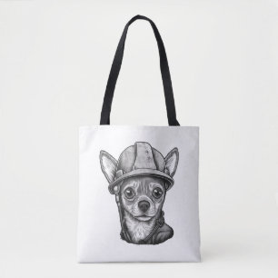 Tote Bag Chihuahua Ouvrier de construction