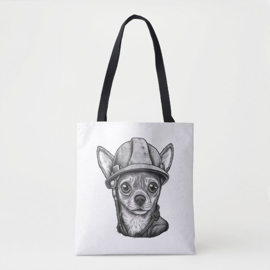 Tote Bag Chihuahua Ouvrier de construction (Devant)