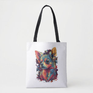 Tote Bag Chihuahua peinture Abstraite couleur mignonne chie