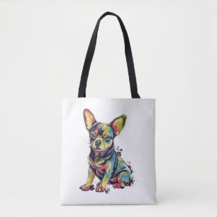 Tote Bag Chihuahua peinture Abstraite couleur mignonne chie