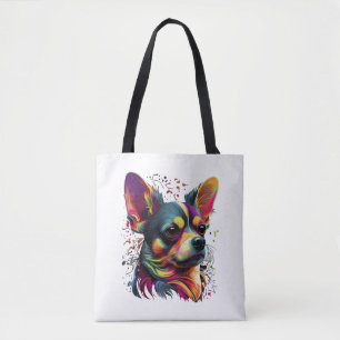 Tote Bag Chihuahua peinture Abstraite couleur mignonne chie