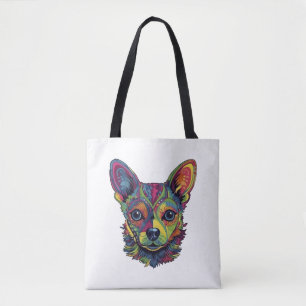 Tote Bag Chihuahua peinture Abstraite couleur mignonne chie