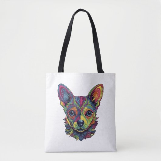 Tote Bag Chihuahua peinture Abstraite couleur mignonne chie (Devant)