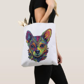 Tote Bag Chihuahua peinture Abstraite couleur mignonne chie (De près)