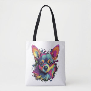 Tote Bag Chihuahua peinture Abstraite couleur mignonne chie
