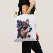 Tote Bag Chihuahua peinture Abstraite couleur mignonne chie (De près)
