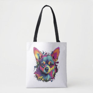 Tote Bag Chihuahua peinture Abstraite couleur mignonne chie