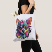 Tote Bag Chihuahua peinture Abstraite couleur mignonne chie (De près)