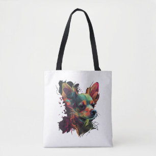 Tote Bag Chihuahua peinture Abstraite couleur mignonne chie