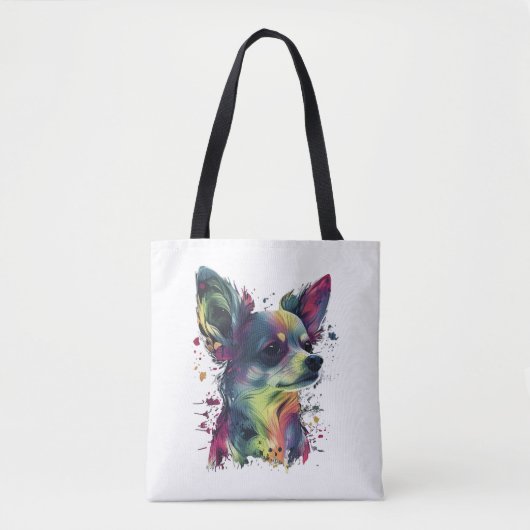 Tote Bag Chihuahua peinture Abstraite couleur mignonne chie (Devant)
