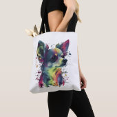 Tote Bag Chihuahua peinture Abstraite couleur mignonne chie (De près)