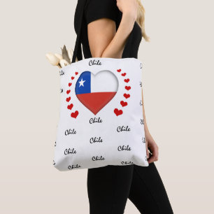 Tote Bag Chili Drapeau et coeur Mode/sport du drapeau chili
