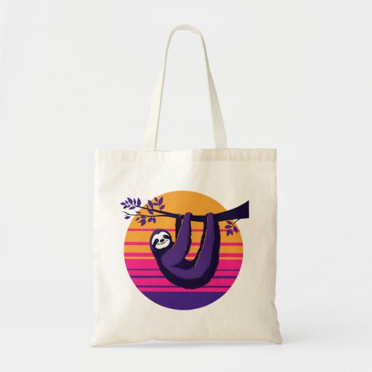 Tote Bag Chill like a Sloth - Retro Sunset Sloth (Devant)