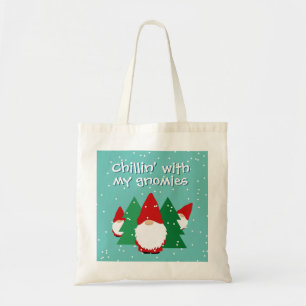 Tote Bag Chillin avec mes gnomes drôle Noël