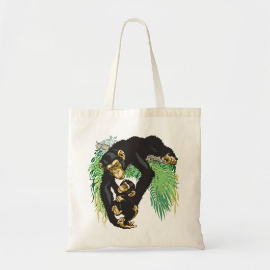 Tote Bag chimpanzé avec bébé (Devant)