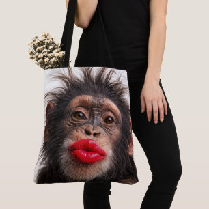 Tote Bag Chimpanzé portant du rouge à lèvres