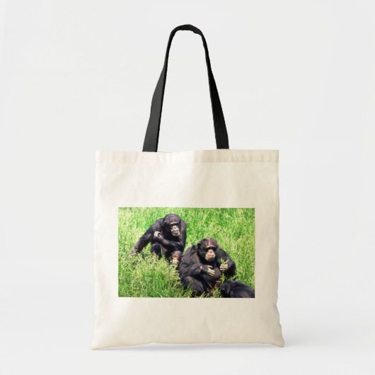 Tote Bag Chimpanzés mangeant l'herbe (nourrisson de note) (Devant)