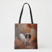 Tote Bag Chin japonais à l'automne Feuilles automne Inspira (Devant)