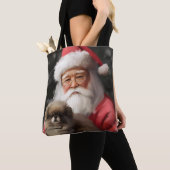 Tote Bag Chin japonais avec Noël Festif du Père Noël (De près)